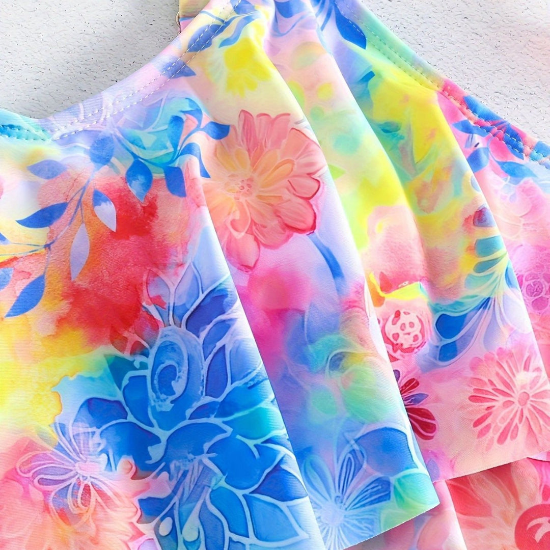 Damen Freizeit-Badeoberteil mit leichtem Rüschendesign und Shorts R&B