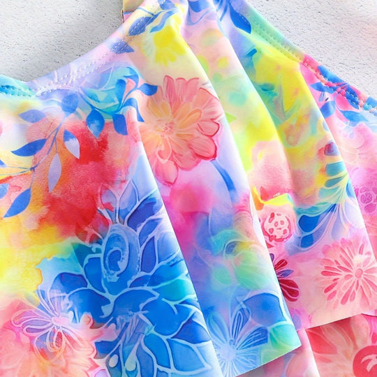 Damen Freizeit-Badeoberteil mit leichtem Rüschendesign und Shorts R&B