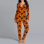 Damen Langarm Halloween-Themen Onesie Pyjama Set R&B