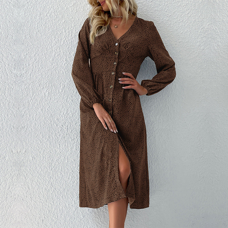 Damen Hemdkleid mit elegantem V-Ausschnitt und Knopfdetails R&B