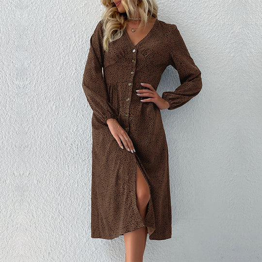 Damen Hemdkleid mit elegantem V-Ausschnitt und Knopfdetails R&B