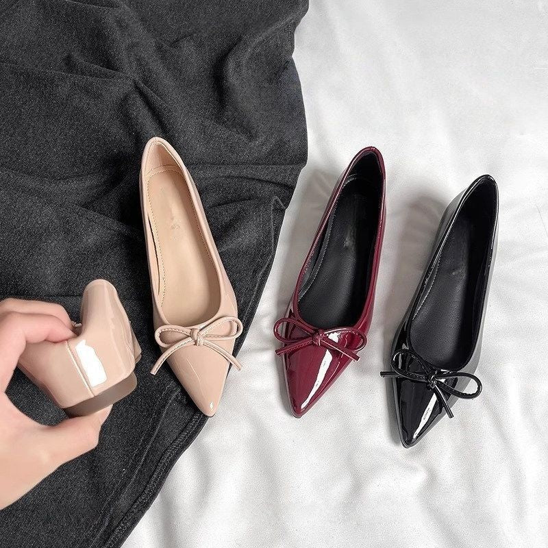 Damen elegante Ballerinas mit spitzem Design und Schleifenverzierung R&B