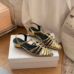 Damen Elegante Slingback Sandalen mit glanzvollem Design und komfortablem Blockabsatz R&B