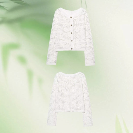 Damen Strickjacke mit feiner Häkelstruktur und praktischen Taschen R&B