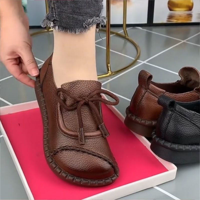 Damen Bequeme Mokassins mit elastischen Schnürsenkeln
