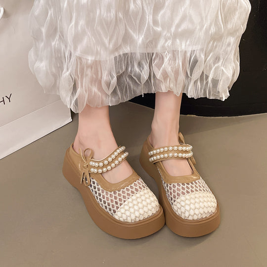 Damen Komfortable und elegante Mules mit Perlverzierung und atmungsaktivem Obermaterial R&B