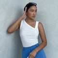 Damen Figurumspielendes Tanktop mit asymmetrischem Ausschnitt und Raffung