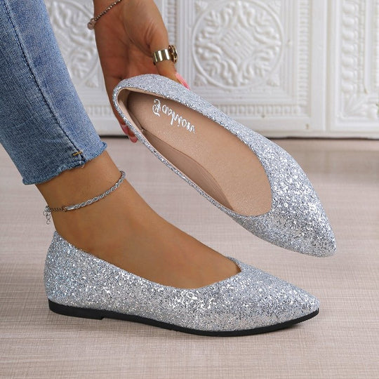 Damen Glitzernde Ballerinas mit spitzem Zehenbereich R&B