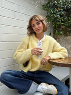 Damen weicher Strickcardigan mit großen Puffärmeln R&B