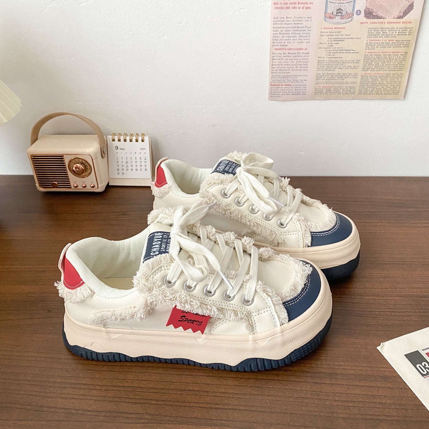 Damen Modische Chunky Sneakers mit flauschigem Obermaterial R&B