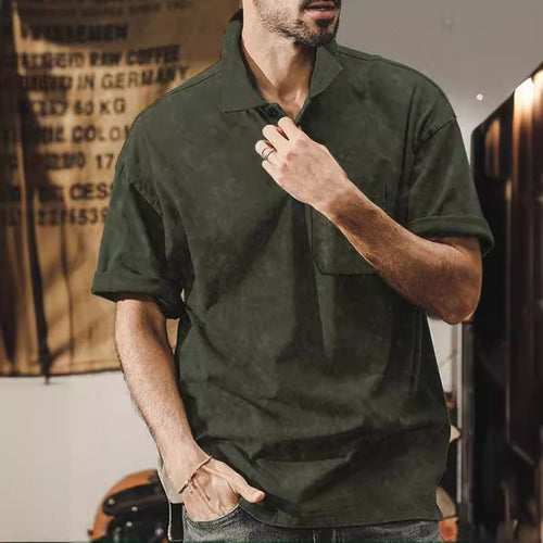 Herren lässiges Kurzarmhemd mit praktischer Brusttasche und softer Textur R&B