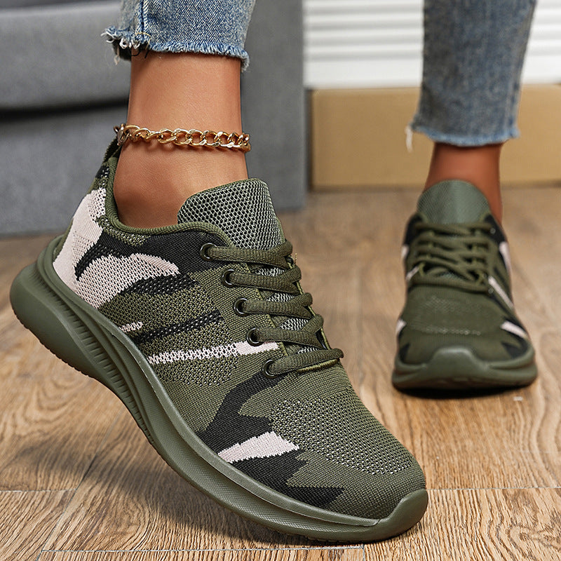 Damen sportive Sneaker mit elastischem Mesh-Obermaterial und rutschfester Sohle