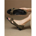 Damen elegante Knöchelriemen-Sandalen mit Schleifenverzierung R&B