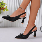 Damen Slingback Pumps mit femininer Schleifenapplikation und elegantem Blockabsatz R&B
