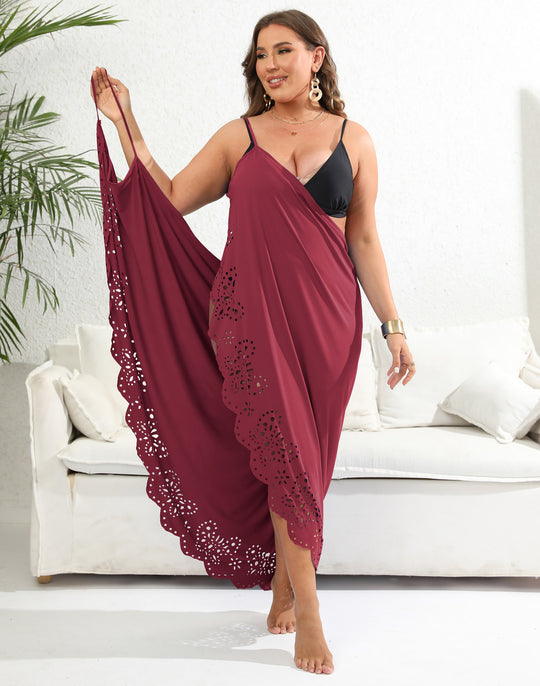 Damen schicker Strandüberwurf mit floralem Schnitt R&B