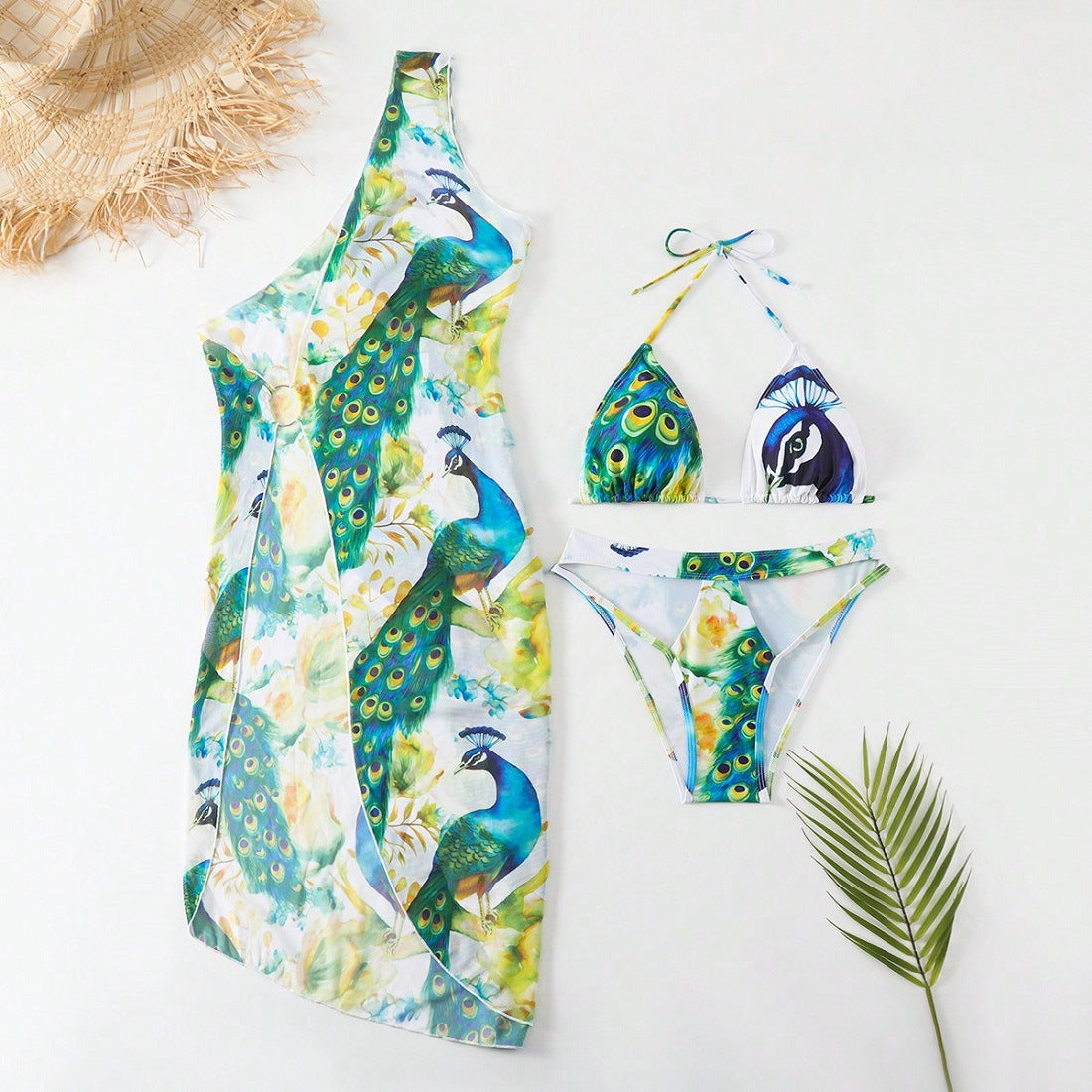 Damen Bademode mit elegantem Pfauenmuster R&B
