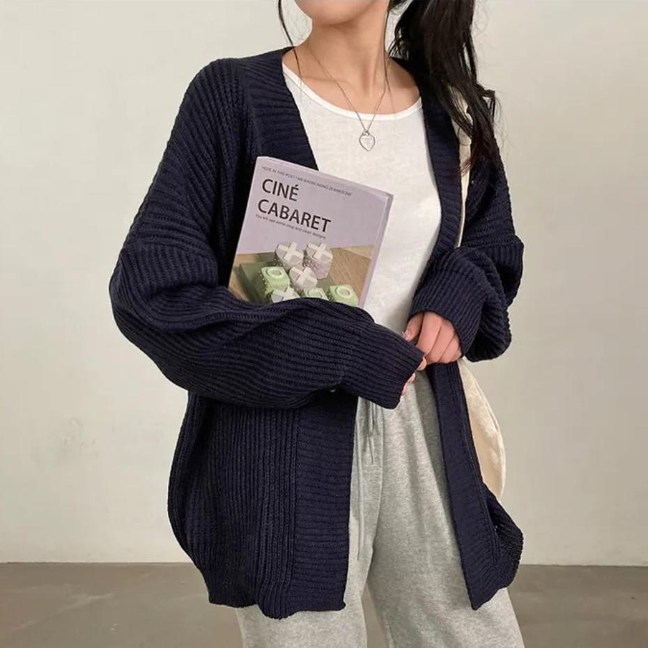 Damen Übergröße Strickjacke mit weit geschnittenen Ärmeln und strukturierter Textur R&B