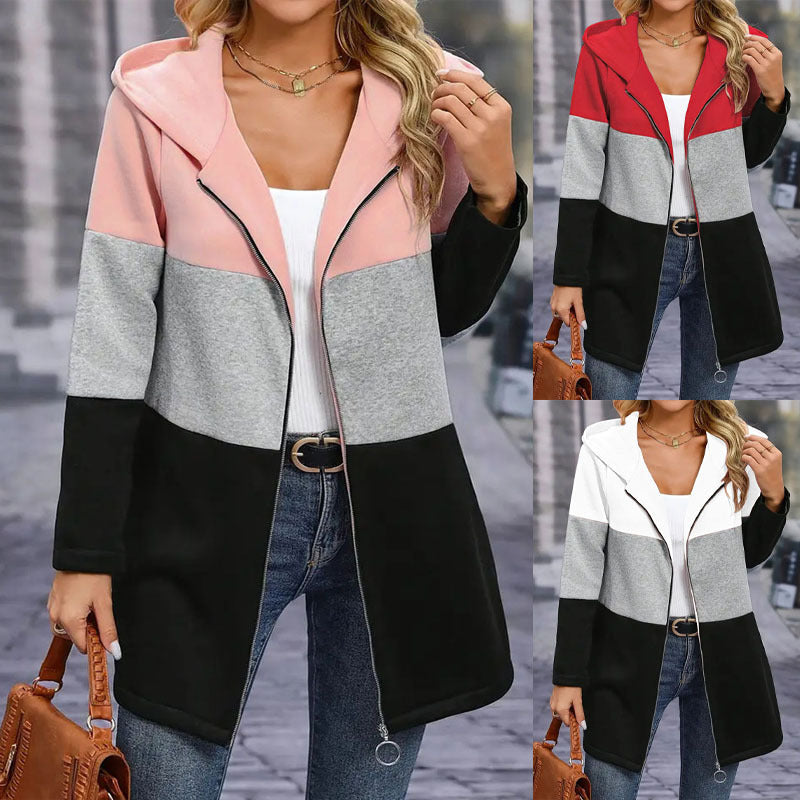 Damen Sportliche Übergangsjacke mit hohem Kragen und farblich abgesetztem Design R&B