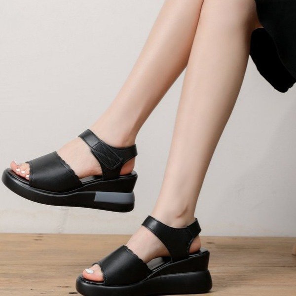 Damen Komfortable Wedge-Sandalen mit verstellbarem Riemen und gepolsterter Innensohle R&B