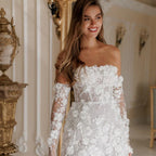 Damen Elegantes Maxikleid mit floralen Applikationen und transparenten Ärmeln R&B