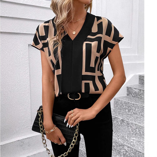 Damen Elegant geschnittene Bluse mit modernem grafischen Muster R&B