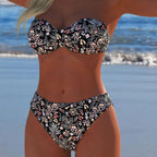Damen Bikini-Set mit elegantem Strapless-Oberteil und hohem Taillenbund