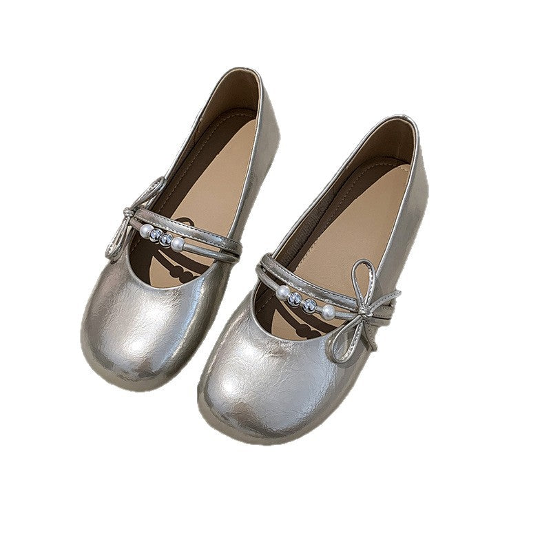 Damen Ballerina mit elegantem Design und perlenbesetztem Band EB