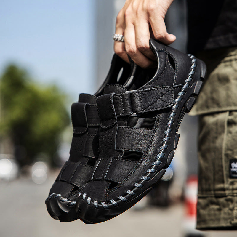 Herren Komfortable Leder-Sandalen mit atmungsaktivem Design und verstellbarem Riemensystem R&B