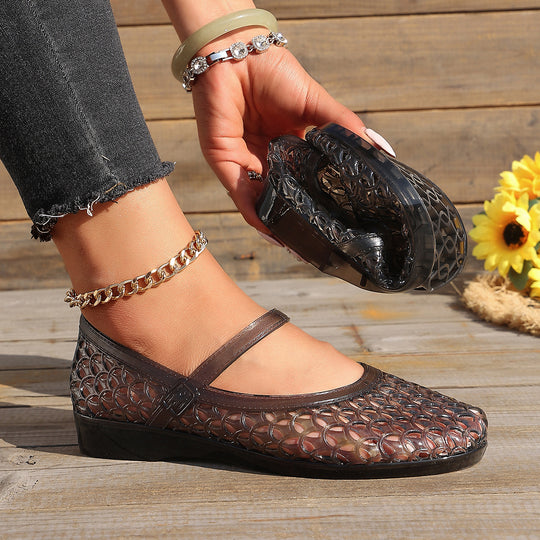 Damen Bequeme und atmungsaktive Ballerinas mit flexiblem Riemen R&B