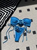Damen Bandeau-Bikini mit dekorativer Blumenapplikation R&B