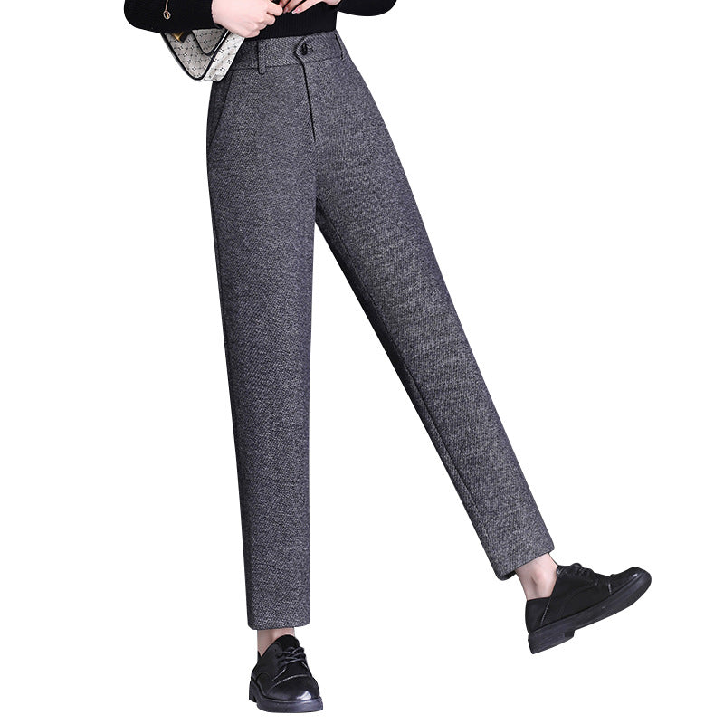 Damen elegante Hochbund Stoffhose