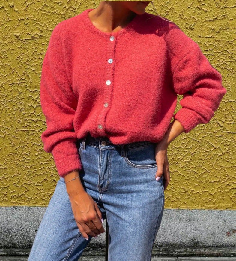 Damen Grobstrickpullover mit Knopfdetails und lässigem Schnitt R&B