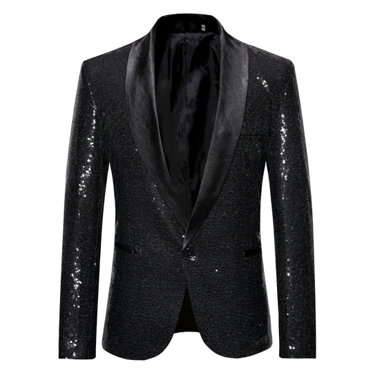 Herren eleganter Pailletten Blazer im modernen Schnitt R&B