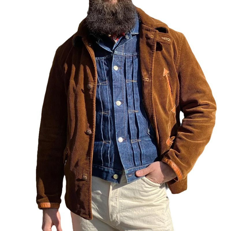 Herren cordjacke mit praktischem Taschen-Detail und Knopfverschluss
