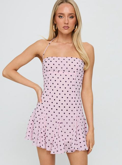 Damen nan schulterfreies Neckholder-Minikleid mit taillierter Korsage und ausgestelltem Volantrock R&B