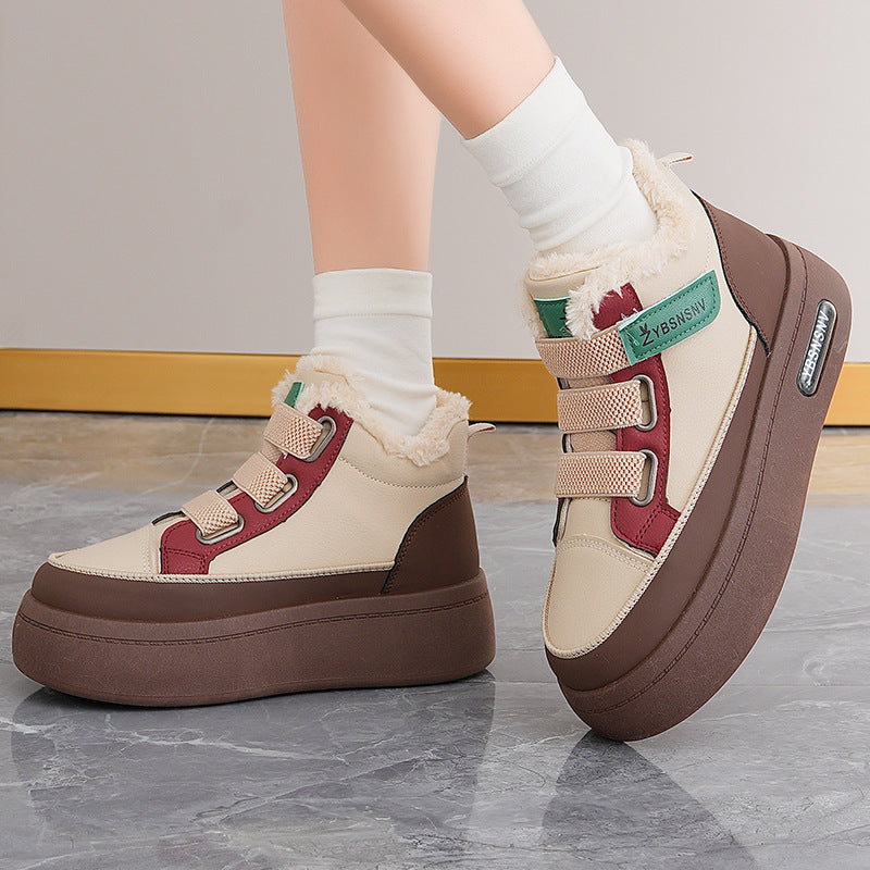 Damen Winterliche High-Top Sneakers mit bequemer Fleece-Wärmepolsterung und sportlichem Design R&B