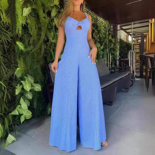 Damen Luftiger Jumpsuit mit schickem Schlitz und Stilvollen Träger R&B