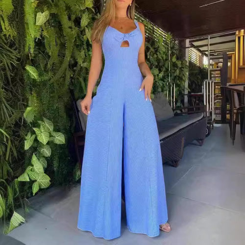 Damen Luftiger Jumpsuit mit schickem Schlitz und Stilvollen Träger R&B