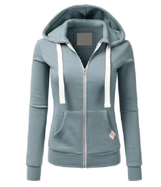 Damen sportliche Kapuzenjacke mit durchgehendem Reißverschluss und praktischen Taschen R&B