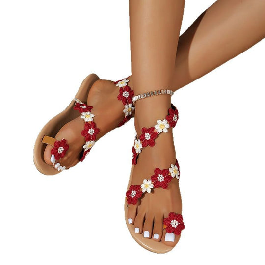 Damen Blumenverzierte Riemensandalen R&B