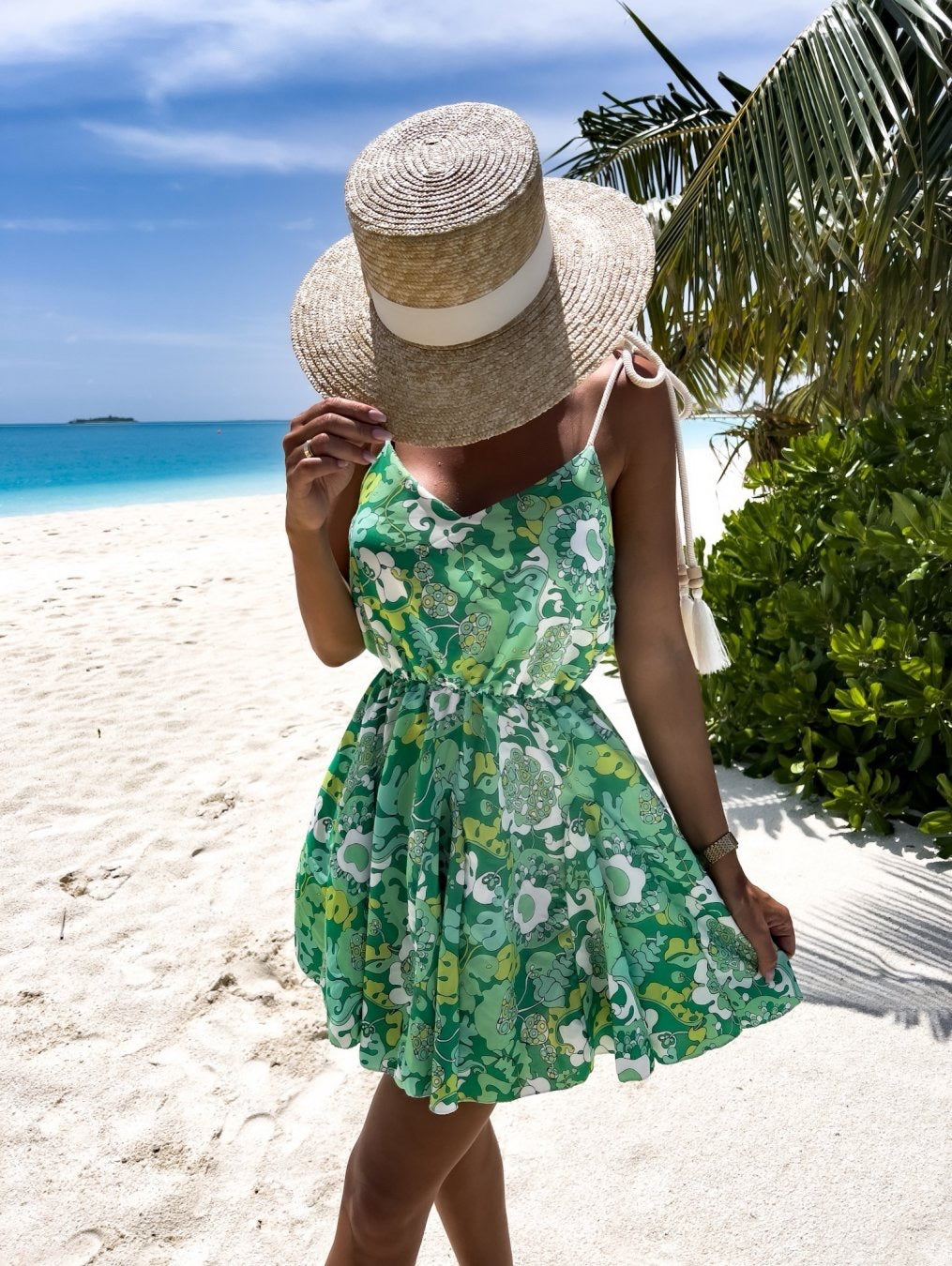 Damen luftiges Strandkleid mit floralen Mustern und süßem Schnitt R&B