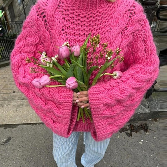Damen Strickpullover mit lockerer Schnittführung und geflochtenem Design R&B
