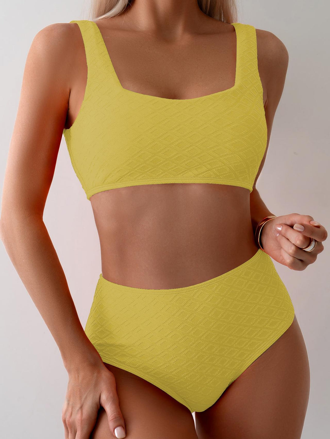 Damen Hochtailliertes Bikini-Set mit strukturiertem Oberteil R&B
