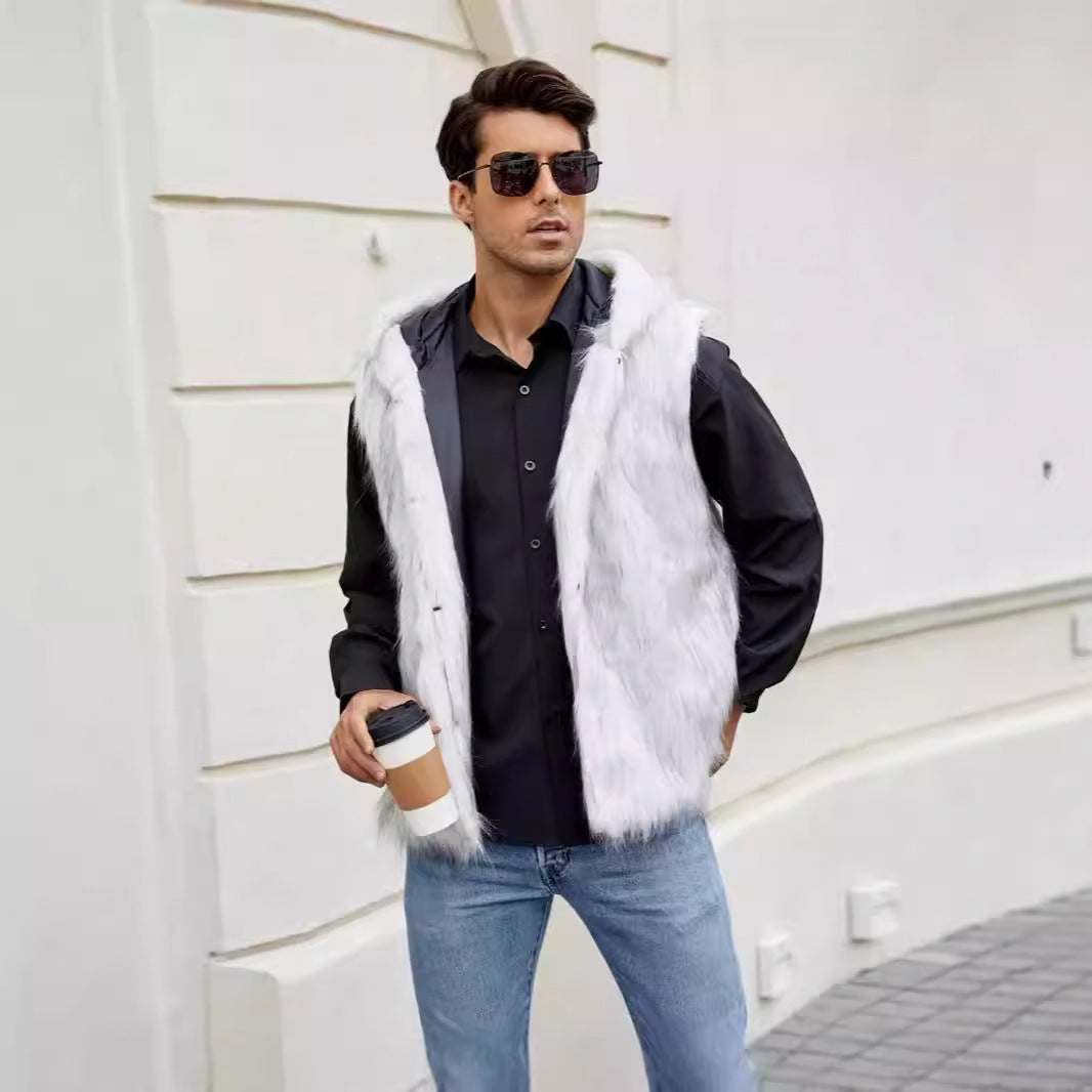 Herren Modische Kunstfell-Weste R&B