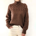 Damen nan Strickpullover mit Zopfstruktur und hohem Rollkragen R&B