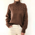 Damen nan Strickpullover mit Zopfstruktur und hohem Rollkragen R&B