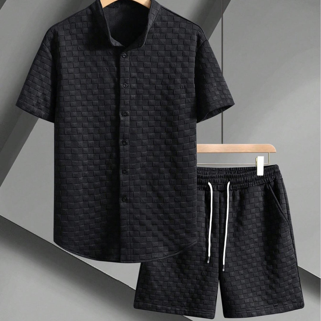 Damen lässiges Kurzarm Hemd und Shorts Set R&B