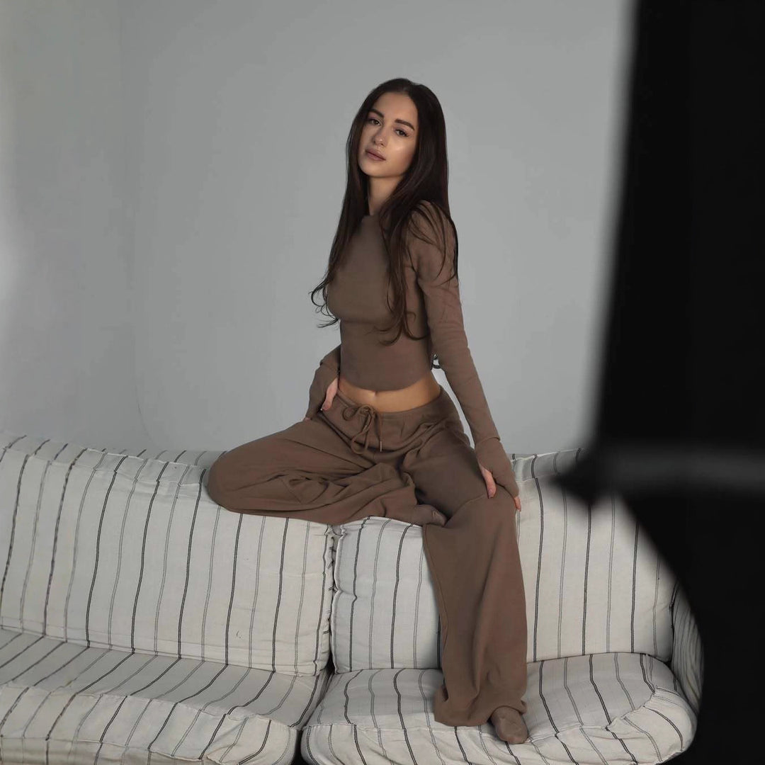 Damen komfortables Lounge-Set mit langen Ärmeln und weitem Schnitt R&B