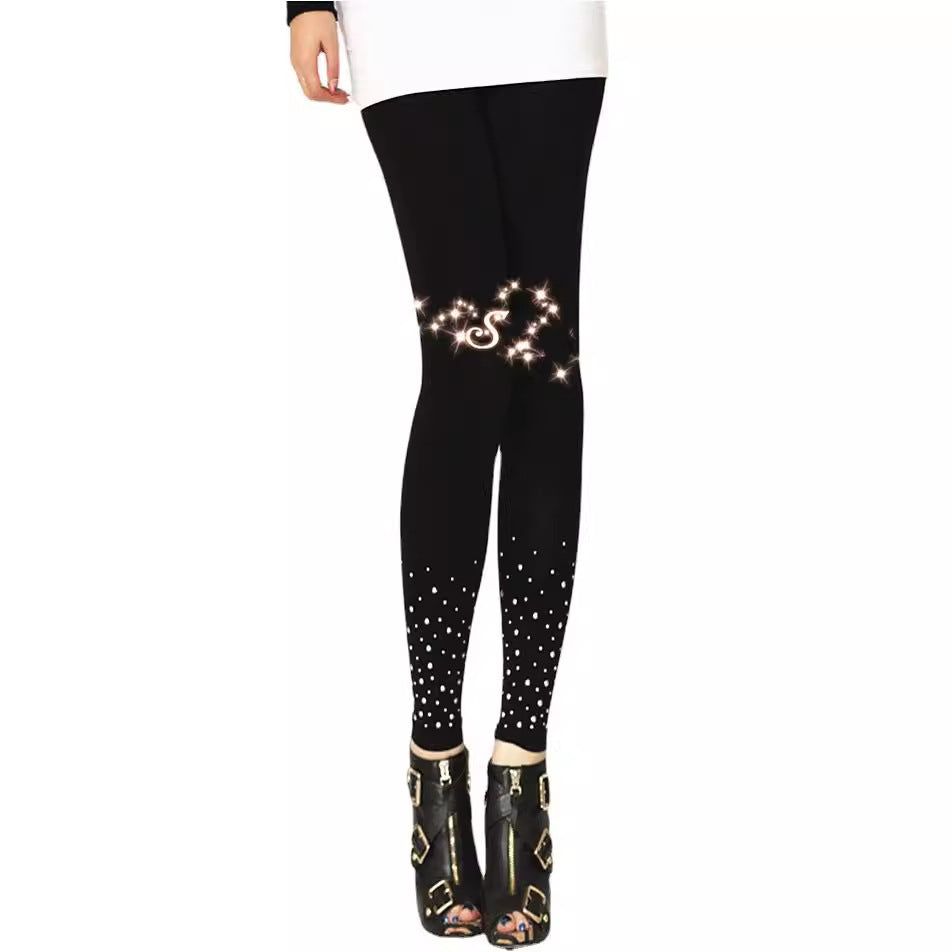 Damen Hochwertige Leggings mit funkelnden Applikationen R&B