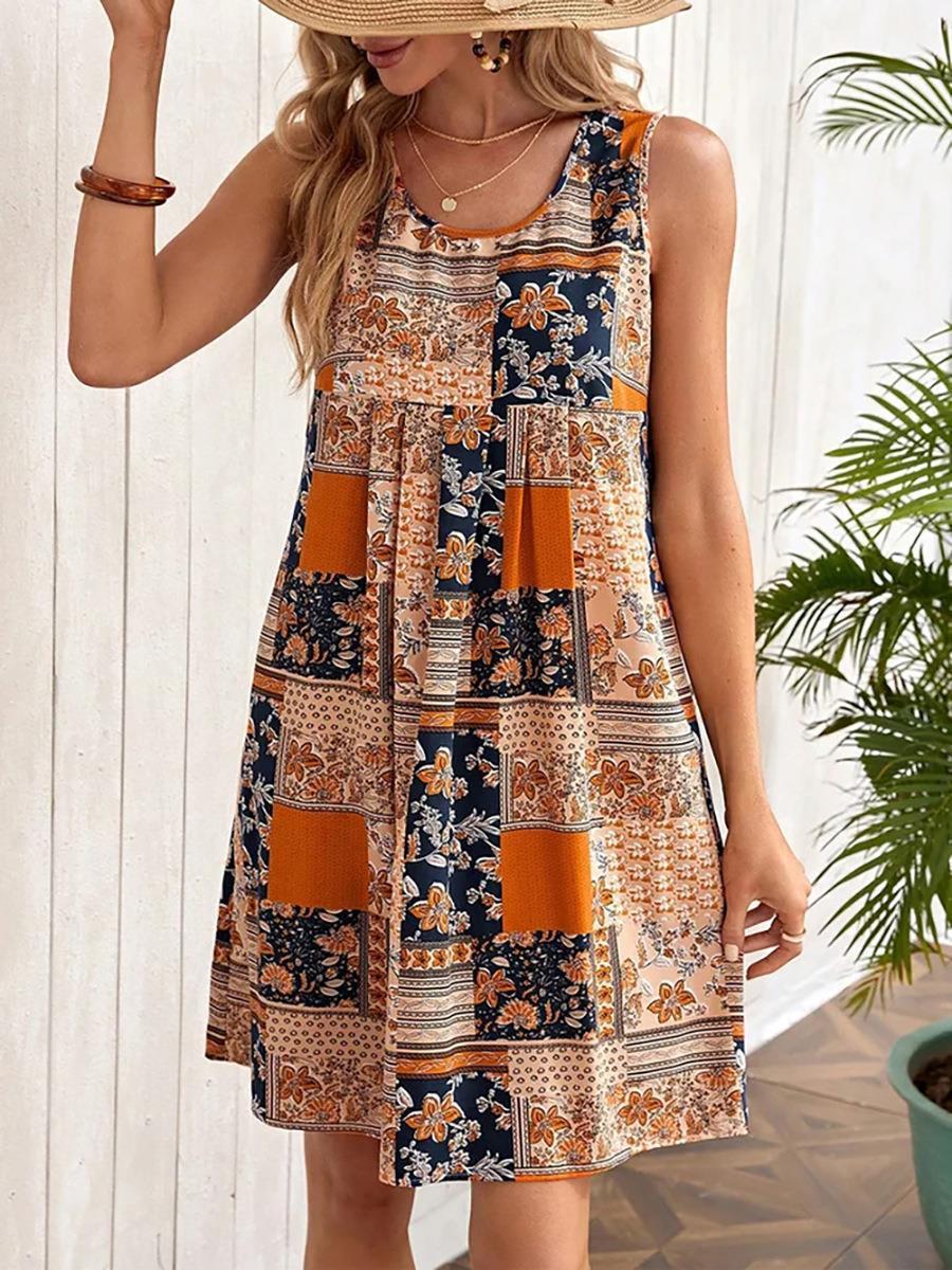 Damen Sommerkleid mit floralem Patchwork-Design R&B